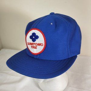 SUMITOMO TIRE Cap Trucker Hat Snapback Baseball Vintage retro 80s blue